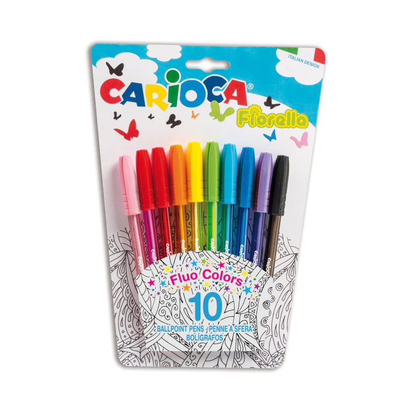 CARIOCA 10 Esferográficas de cores 1mm Fiorella