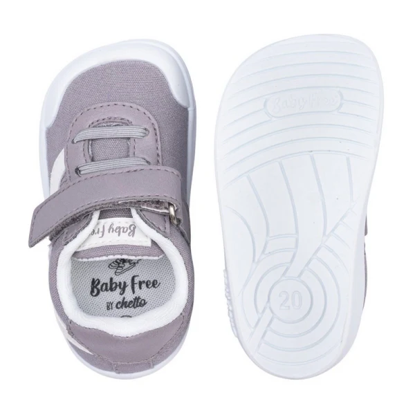 BabyFree Barefoot Sapatilha Lona de elásticos Gris - Image 3