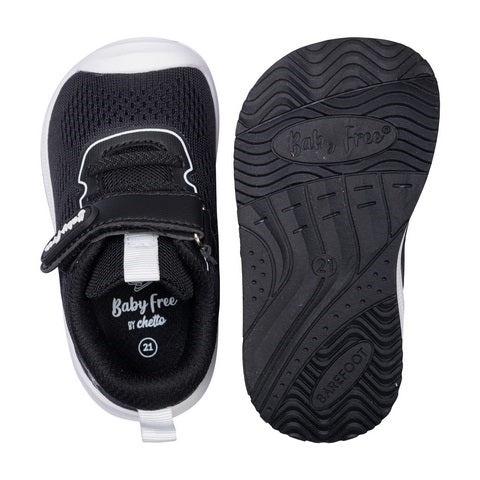 BabyFree Barefoot Sapatilha Negro com elásticos - Image 3