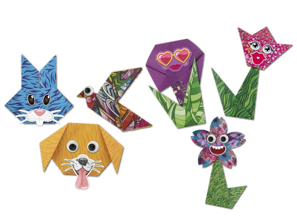 Basic Craft Origami Animais/Flores 18 folhas c/stickers
