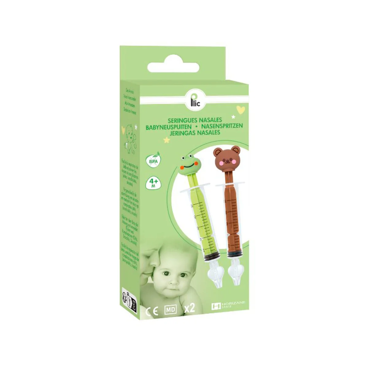 Horizane - Conjunto de 2 seringas para lavagem nasal - Sapo e Urso