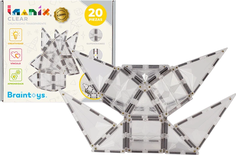 BRAINTOYS IMANIX Jogo blocos Magnético Transparente 20 peças