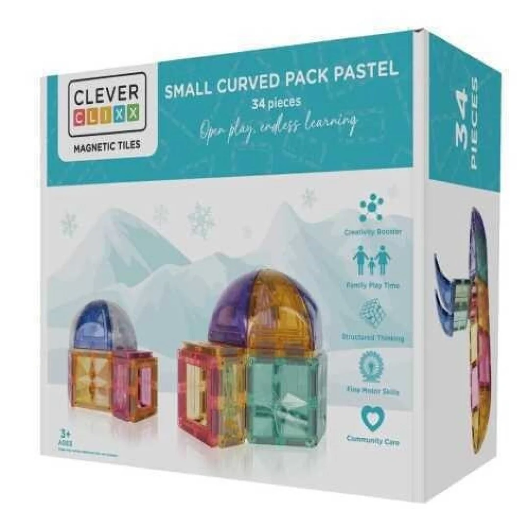 Clever Clixx Jogo blocos Magnético Curvo Pastel 34 peças