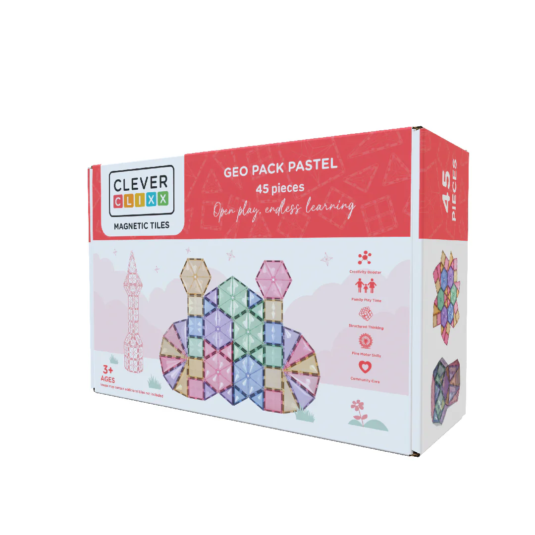 Clever Clixx Jogo blocos Magnético Geo pastel 45 peças