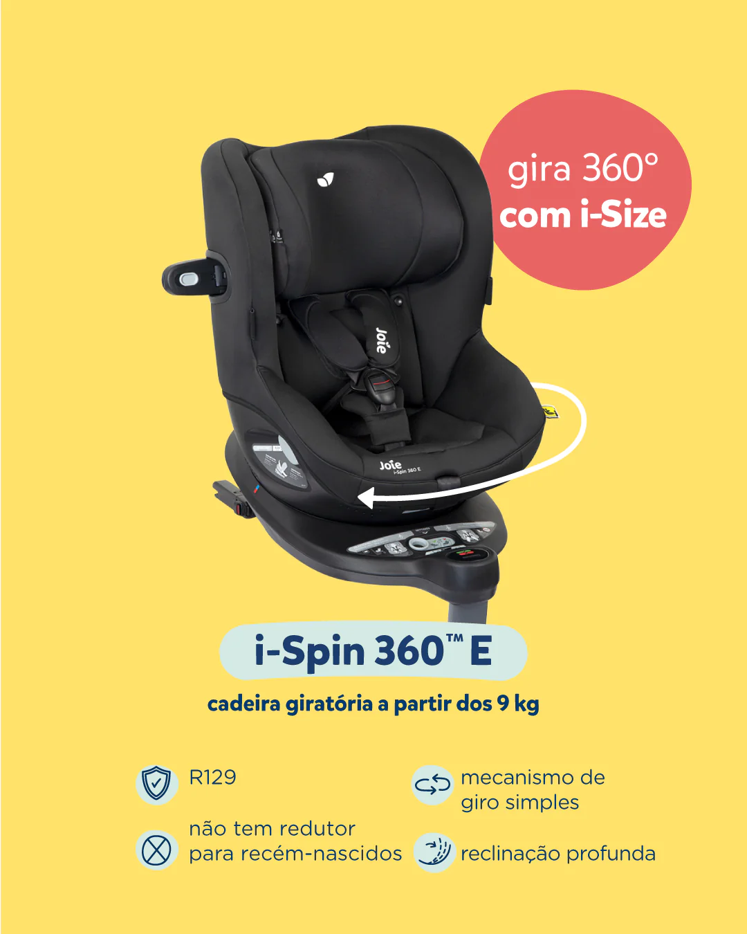 Cadeira auto Joie i-Spin 360 E (sem redutores)  | 61cm - 105cm - Image 16