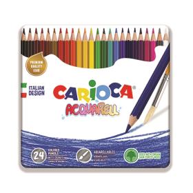 CARIOCA Caixa metal 24 lápis de cor aguarela .