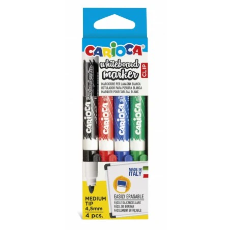 CARIOCA 4 Marcadores para quadro branco ponta média 4.5mm