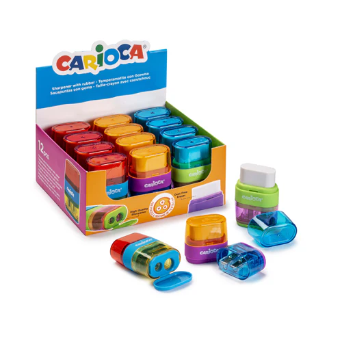 Carioca Afia lápis com 2 bocas e borracha para lápis