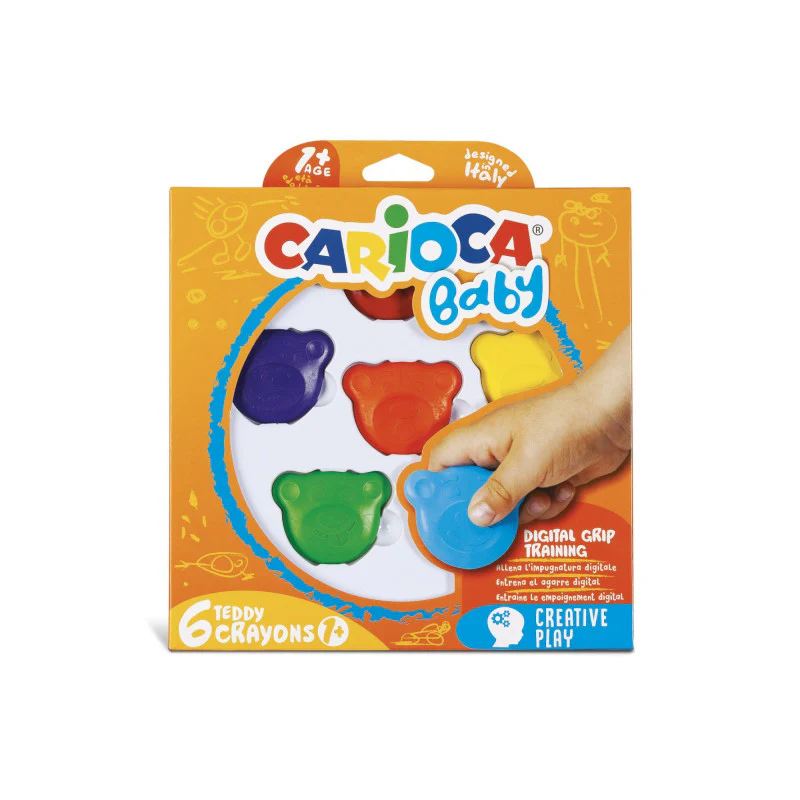 Carioca Baby Conjunto de 6 Lápis de Cera coloridos em forma de urso