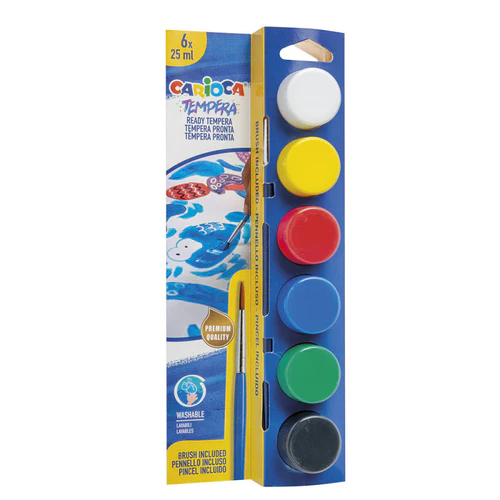 CARIOCA Caixa com 6 guache 25ml com pincel TEMPERA - Image 3