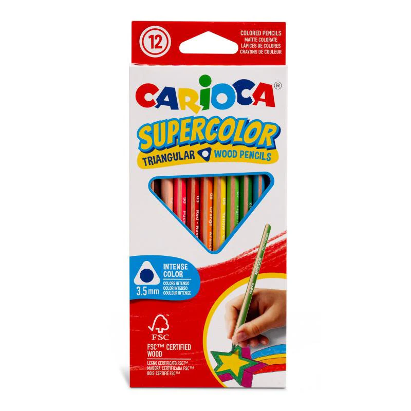 CARIOCA 12 Lápis triangular 3.5mm Supercolor