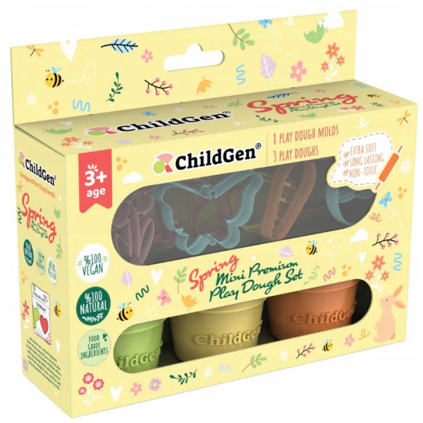 ChildGen Kit Pasta de Modelar 3 cores + acessórios Spring
