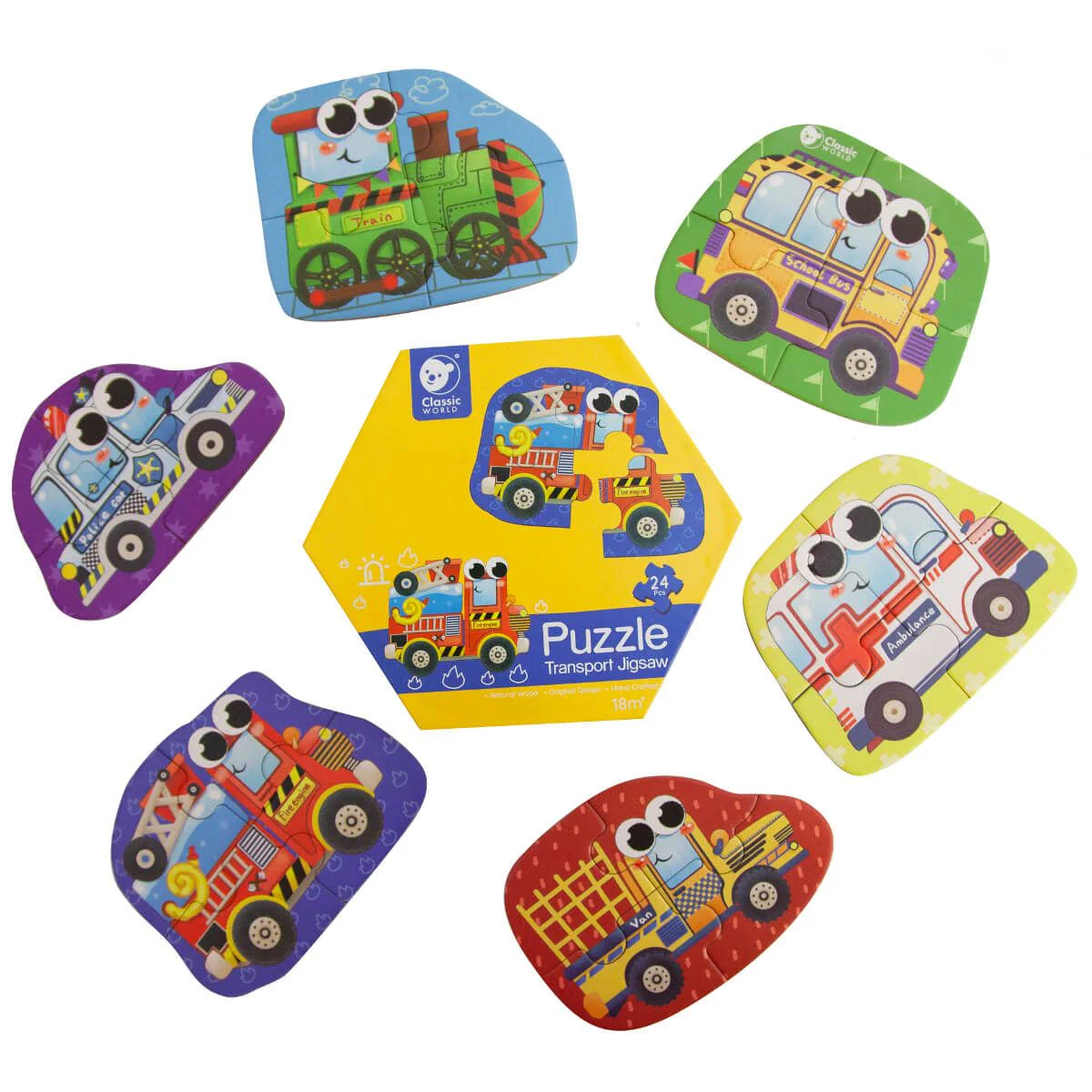 Classic World Caixa com Puzzle 24 peças Meios de transporte - Image 2
