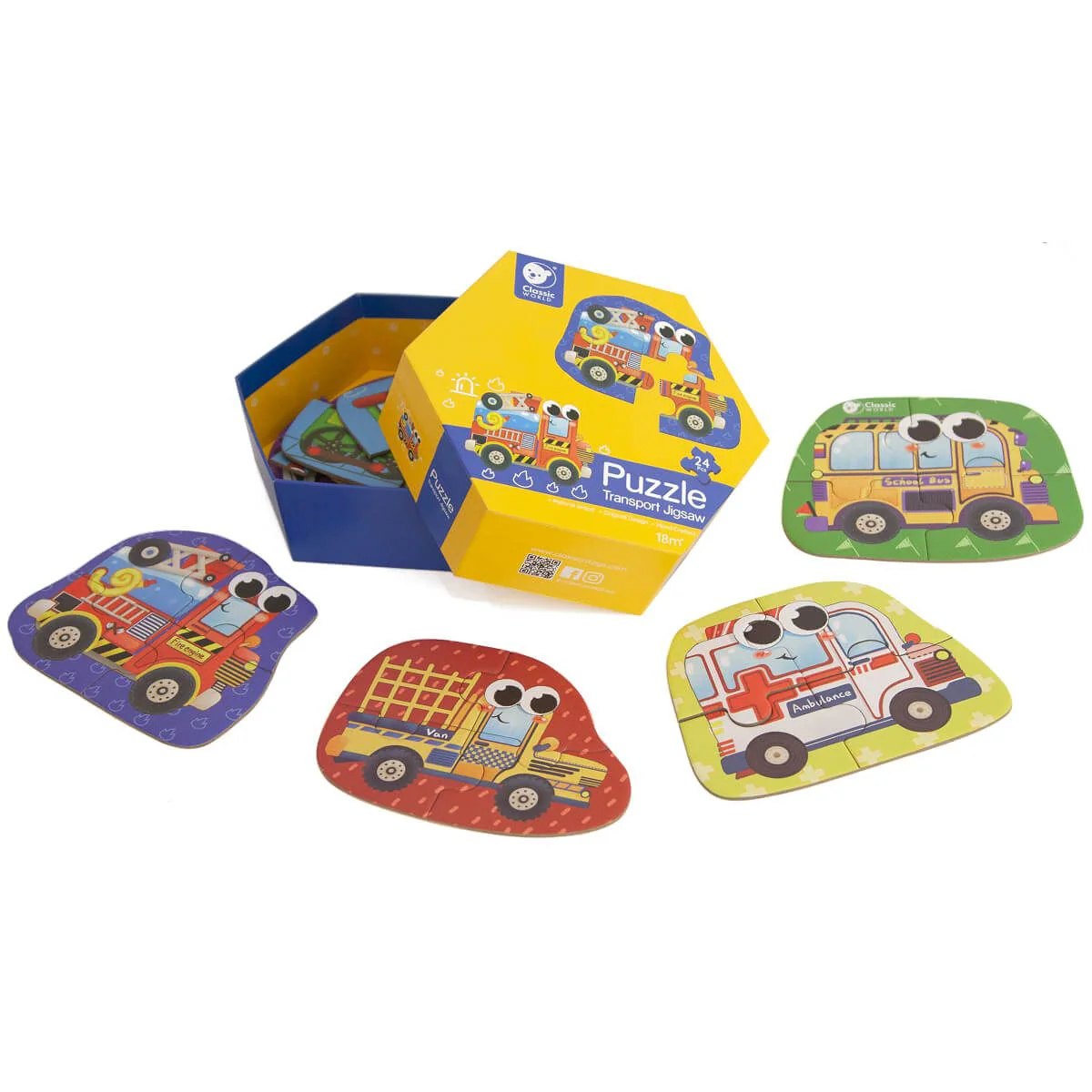 Classic World Caixa com Puzzle 24 peças Meios de transporte - Image 3