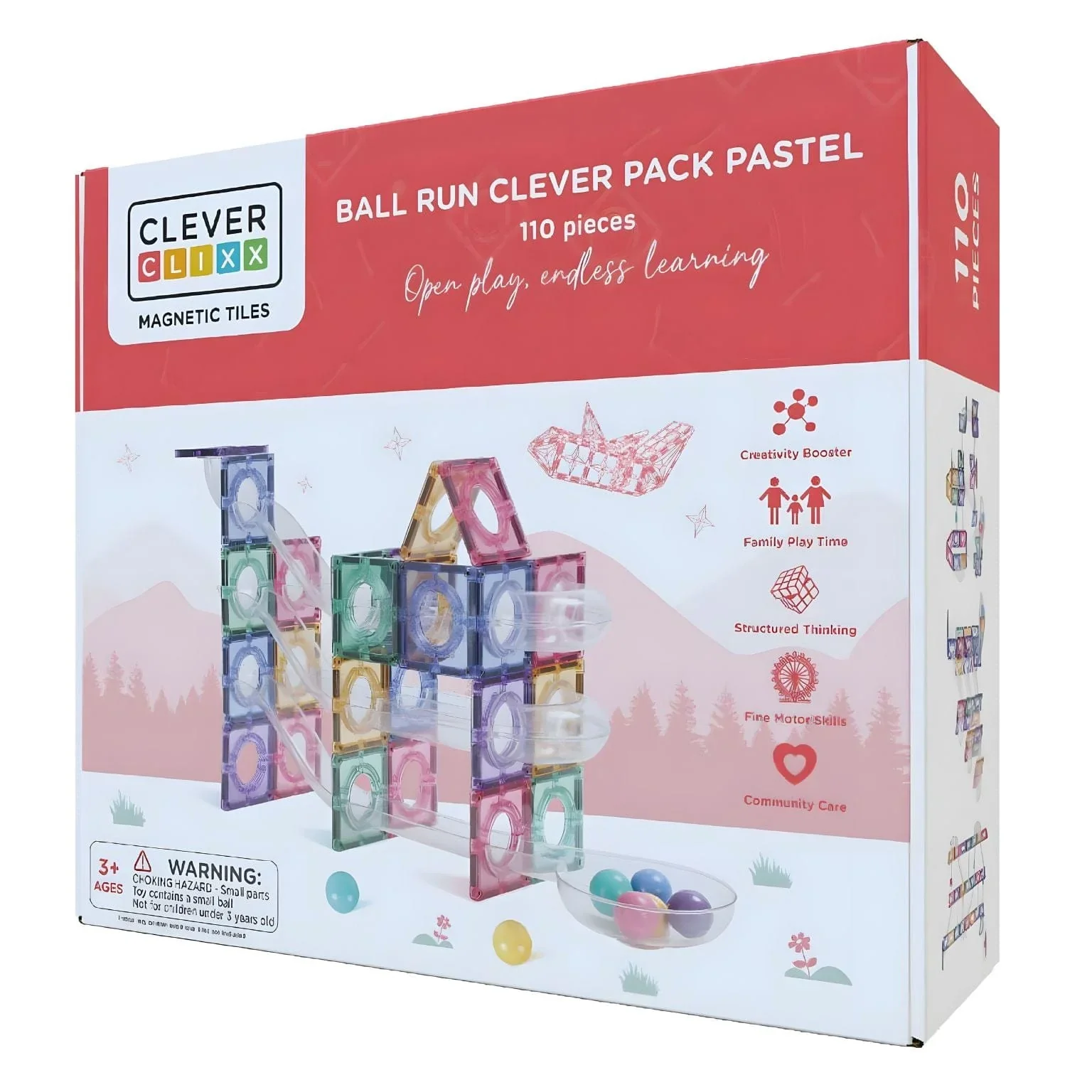 Clever Clixx Jogo blocos Magnético Pack Ball Run 110 peças