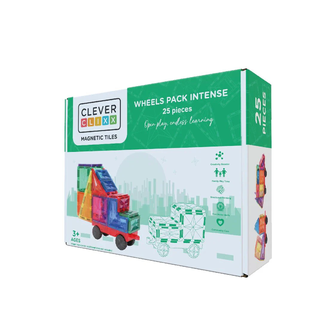 Clever Clixx Jogo blocos Magnético Pack Wheels Pack Intense 25 peças