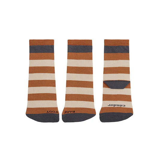 Condor 1 par Meias Barefoot Oxide - Riscas Castanho