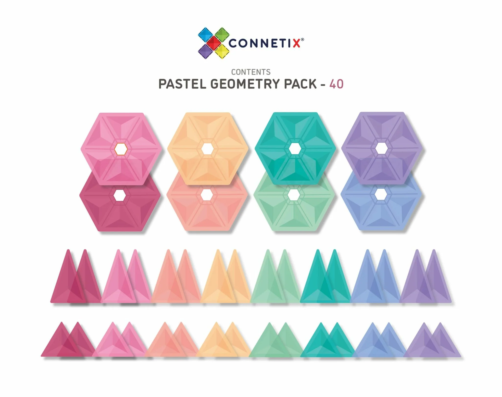 Connetix Jogo blocos Magnético Pastel Geometry 40 pc - Image 2
