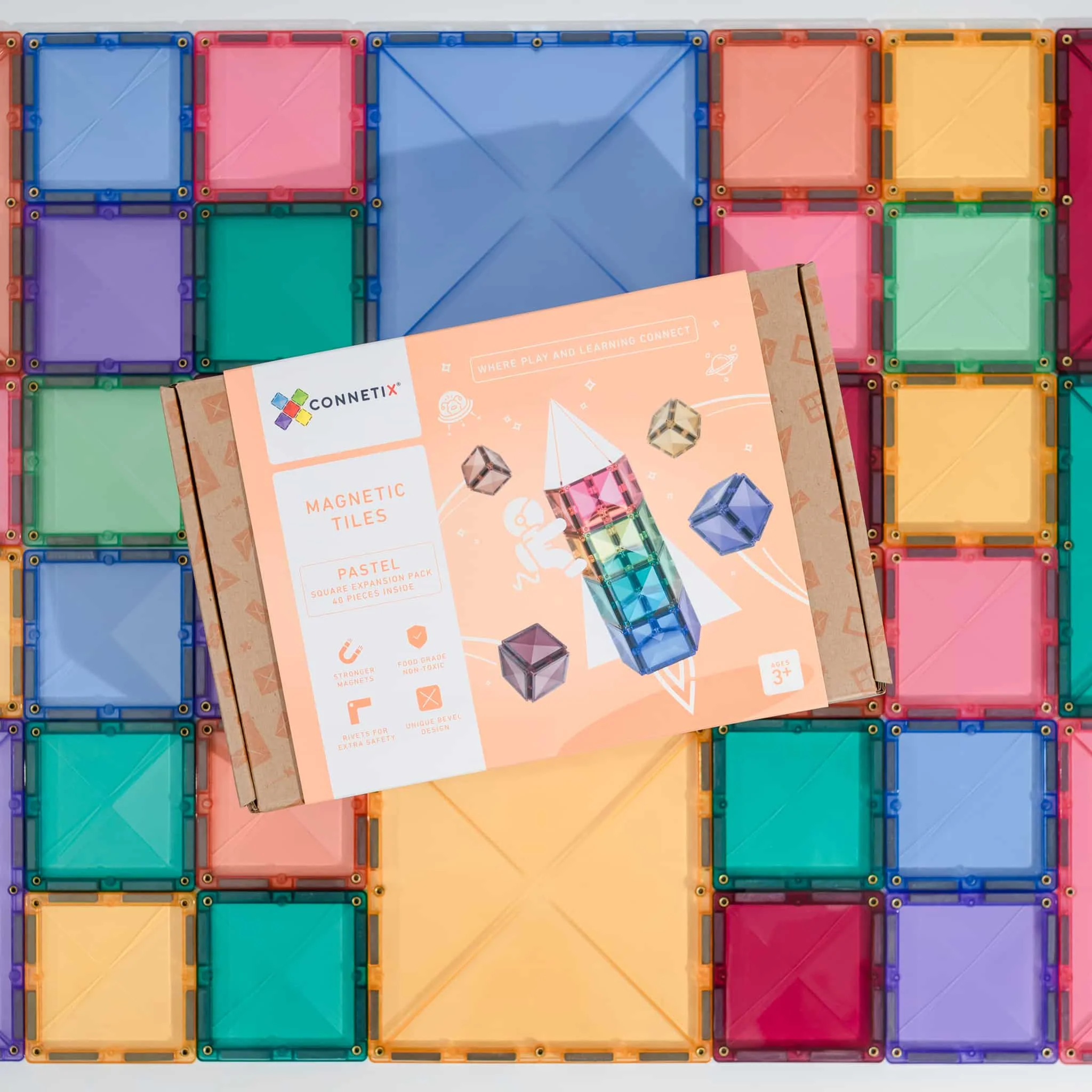 Connetix Jogo blocos Magnético Pastel Square 40 pc *por encomenda - Image 3
