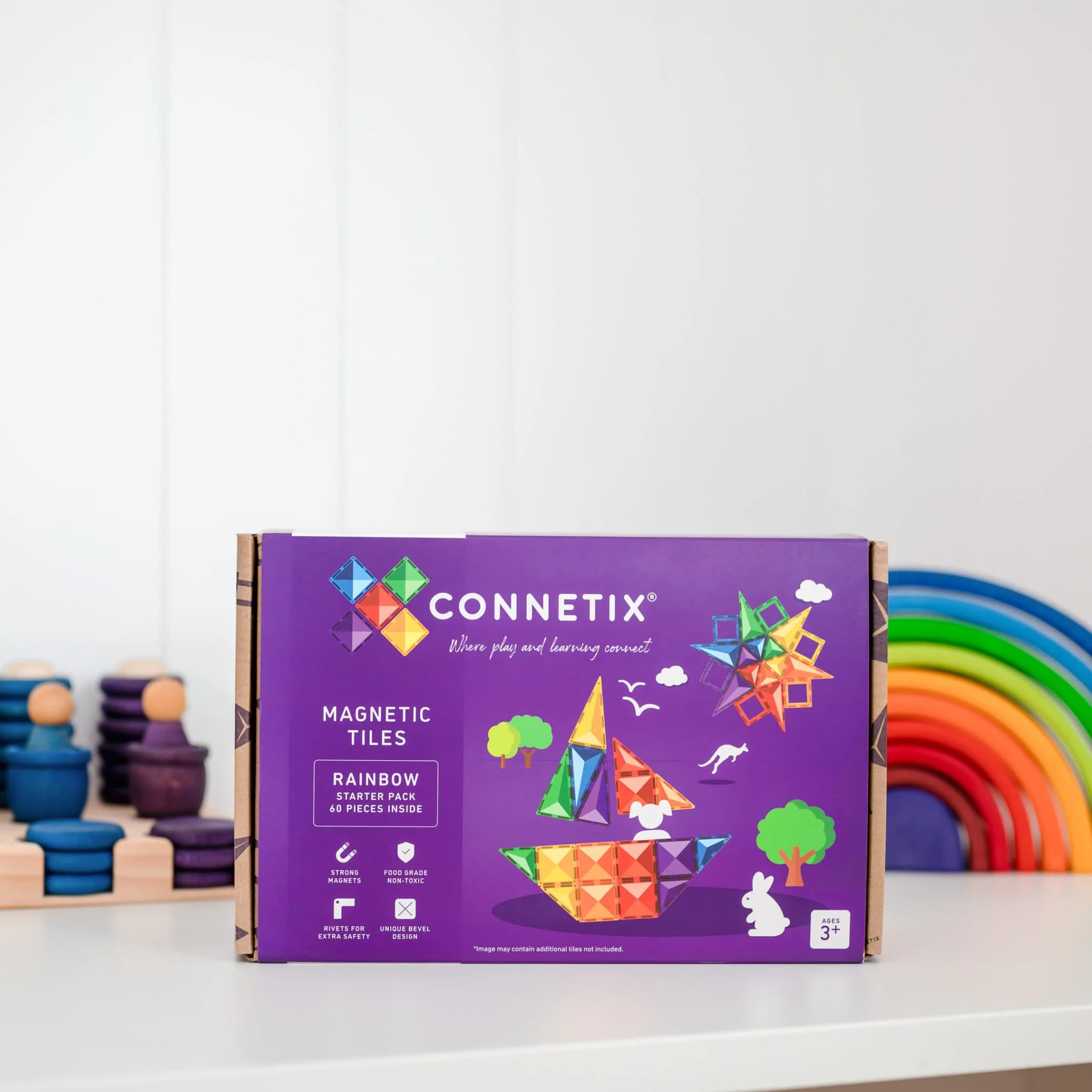 Connetix Jogo blocos Magnético Rainbow Starter 60 pc