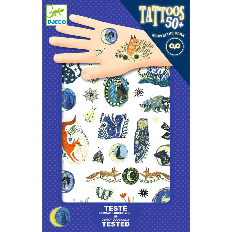 Djeco 50 Tatuagens Reflexos Noturnos - Brilham no escuro