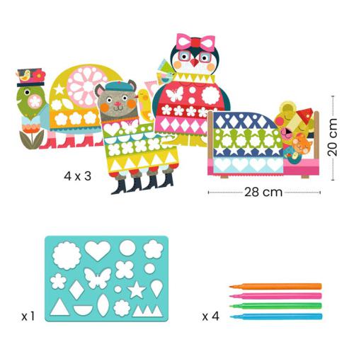 Djeco Caixa de Atividades de Colorir com stencil - Padrões Divertidos - Image 4