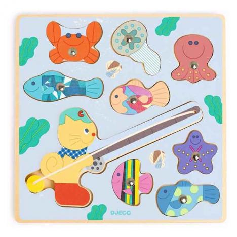 Djeco Jogo Pesca e Puzzle de Madeira - Puzz e Fish Bariolo - Image 2