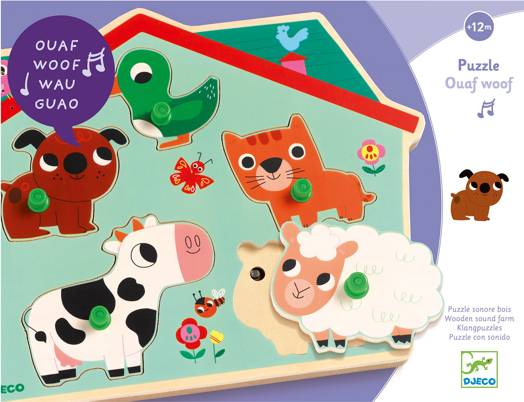 Djeco puzzle musical de madeira Animais da Quinta
