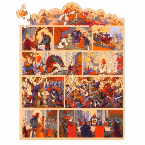 Djeco  Story Puzzle 100 peças - O Rei Artur