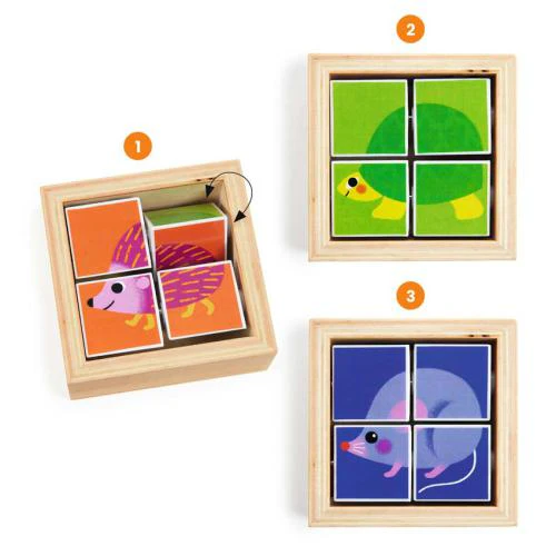 Djeco Tournibist - Puzzle blocos de madeira c/animais - Image 3