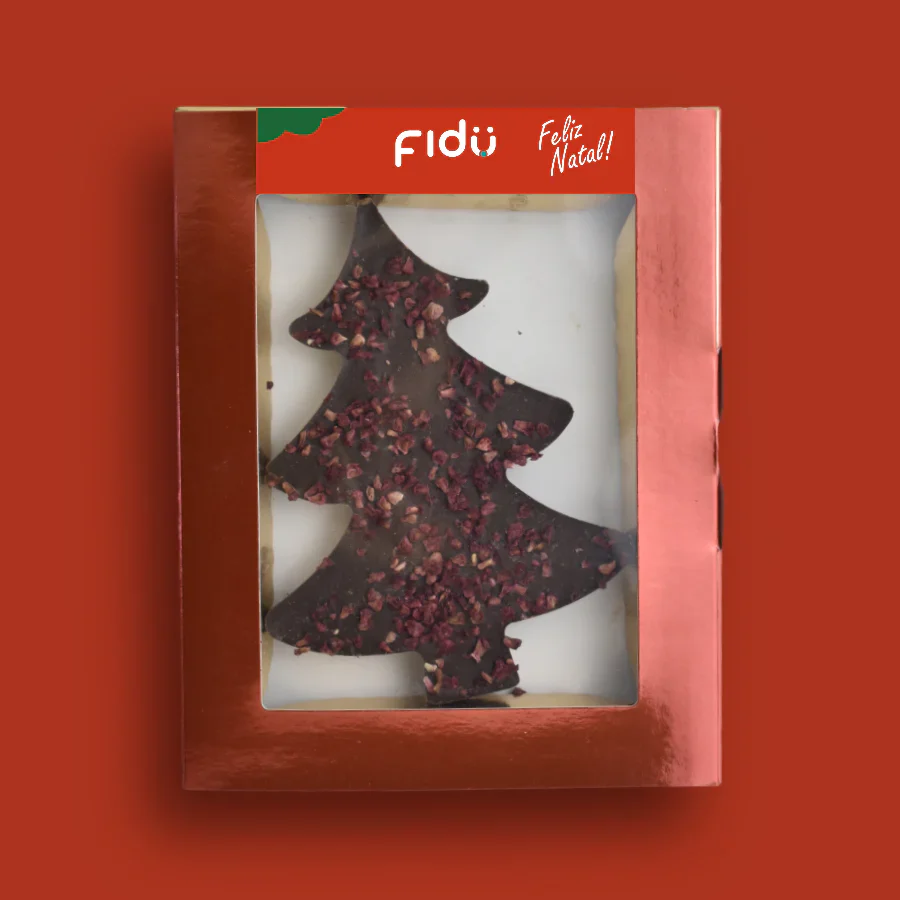 Fidu Árvore de Natal Tablete de Chocolate 60% de Cacau e Framboesa BIO 80g
