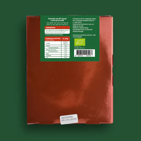 Fidu Árvore de Natal Tablete de Chocolate Leite de Coco 47% Cacau BIO 80g - Image 2