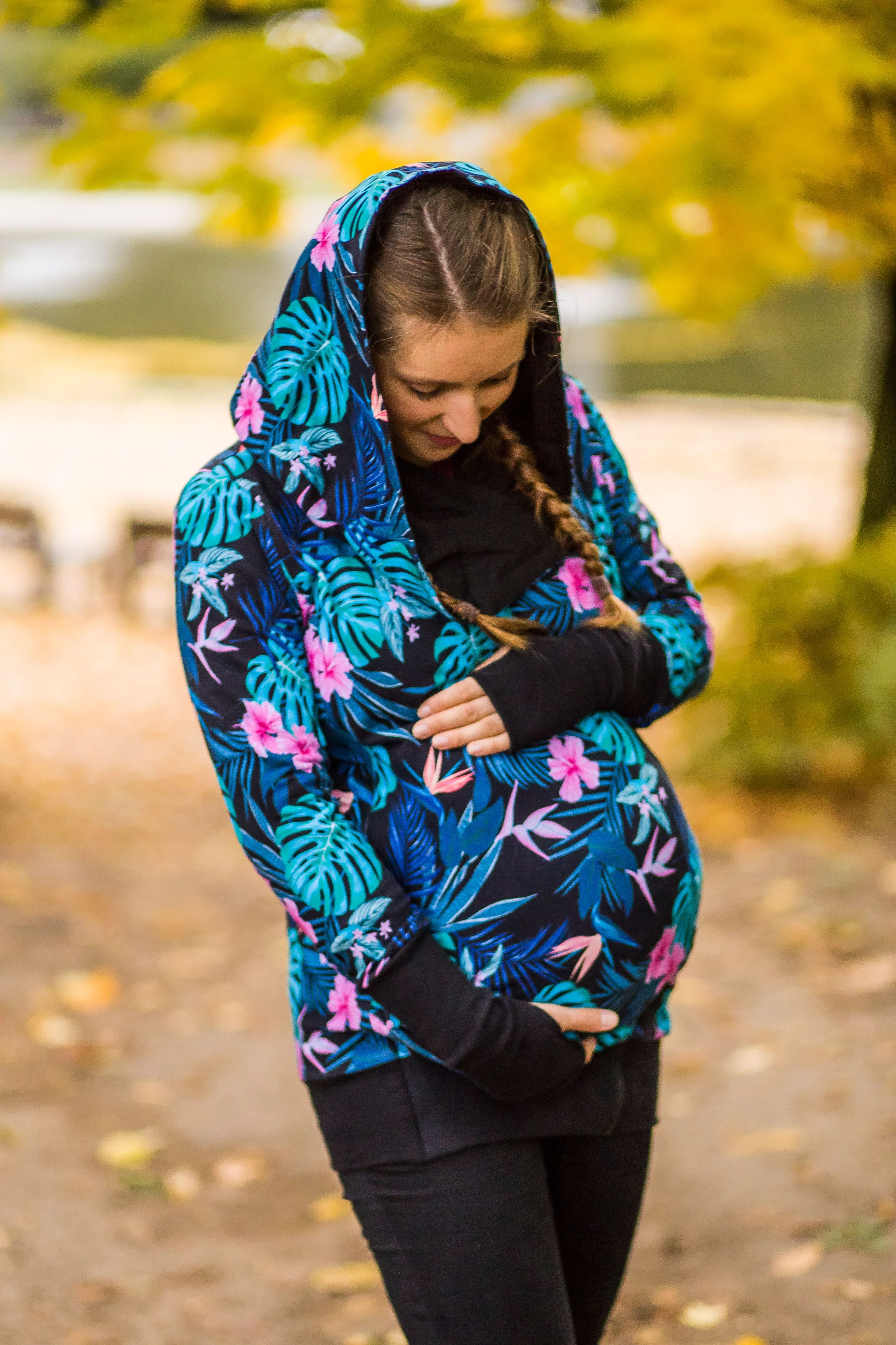 Greyse Camisola Babywearing Sweatshirt 5 In 1 Blue Monstera - Image 4