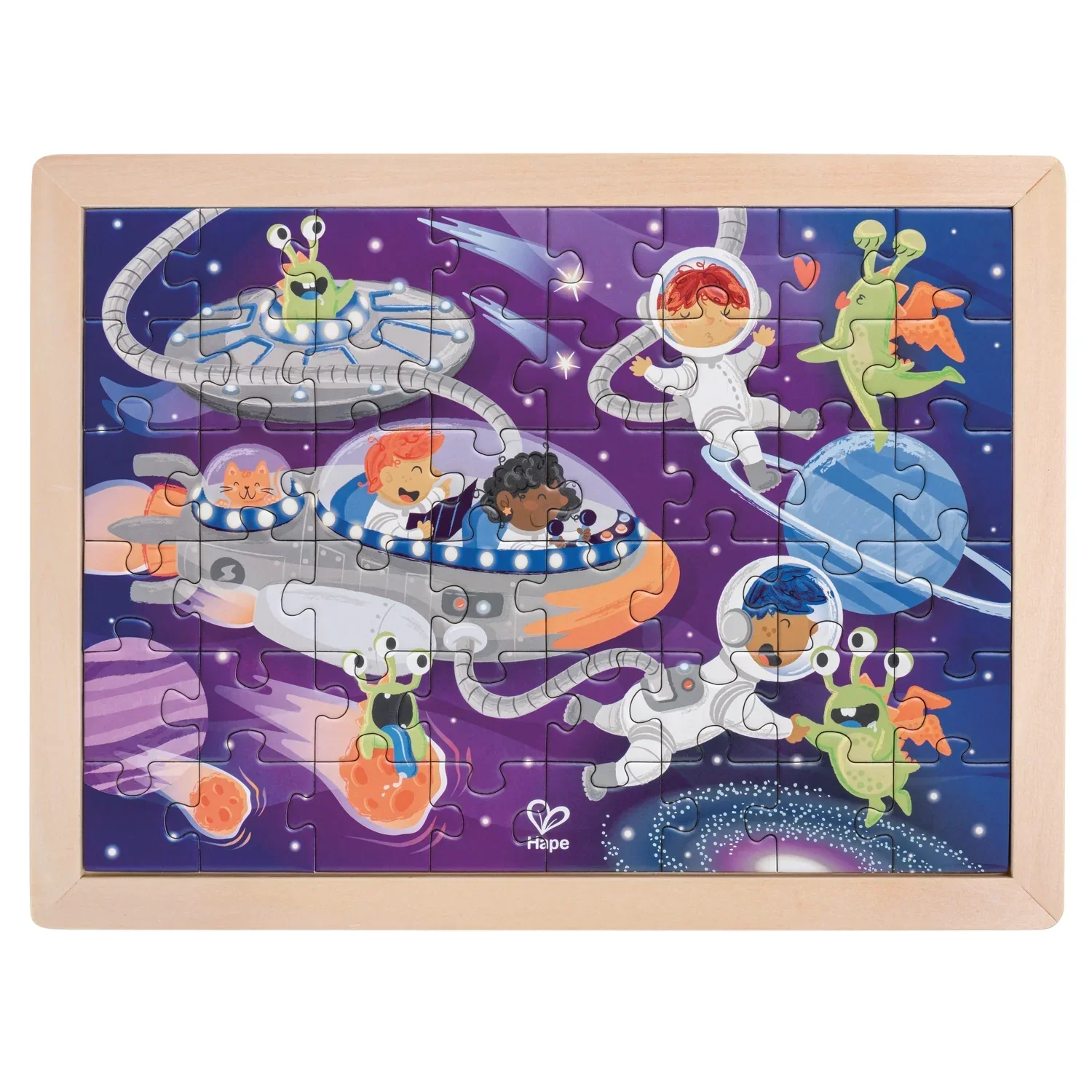 Hape Puzzle de madeira Amigos no espaço 2 em 1 - Image 4