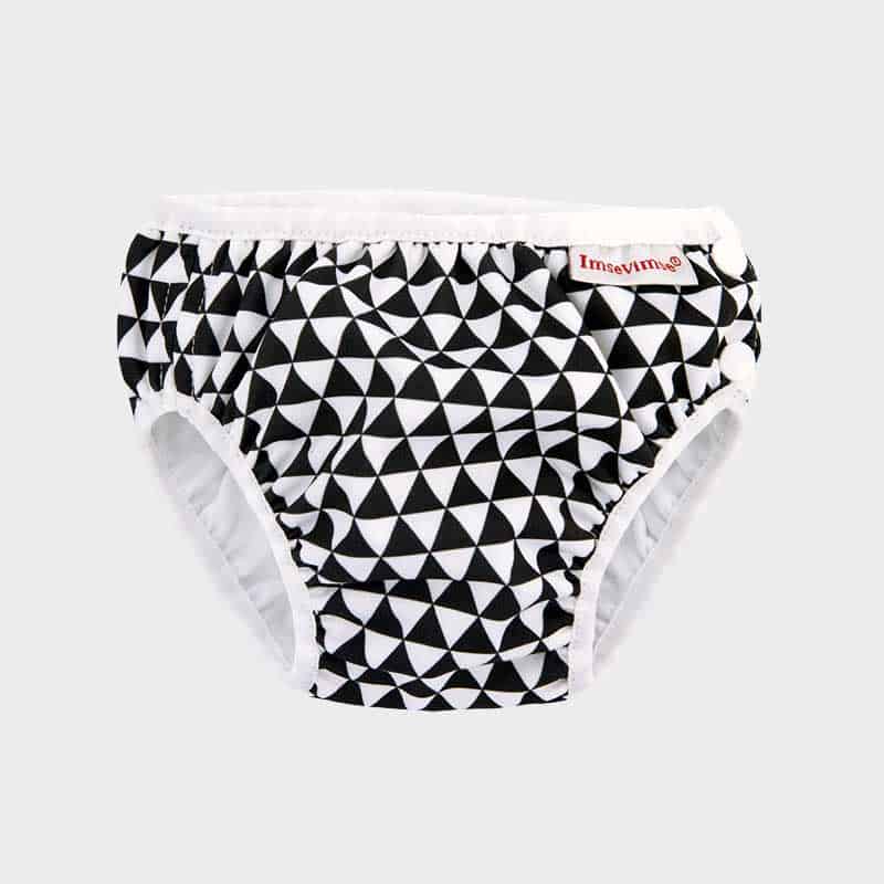 ImseVimse Cueca / fralda reutilizável de praia / piscina Triângulos pretos e brancos 6-10kg - Image 3
