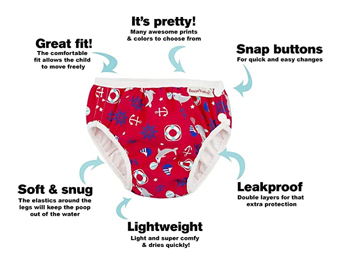 ImseVimse Cueca / fralda reutilizável de praia / piscina Dinos Turquesa 7/14kg - Image 7