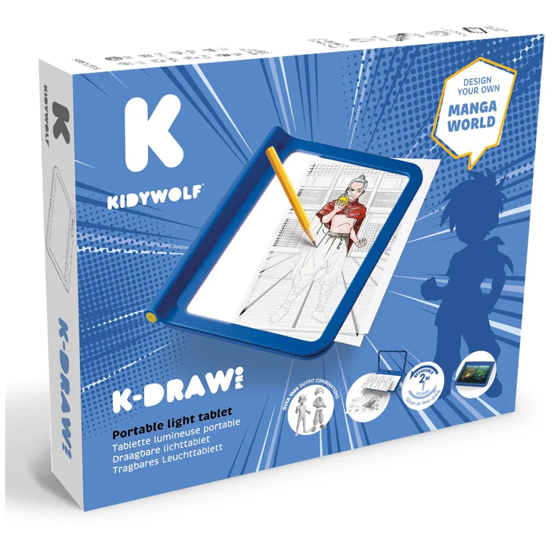 KidyWolf Prancha de Desenho Ilustrada c/luz Azul - Image 2