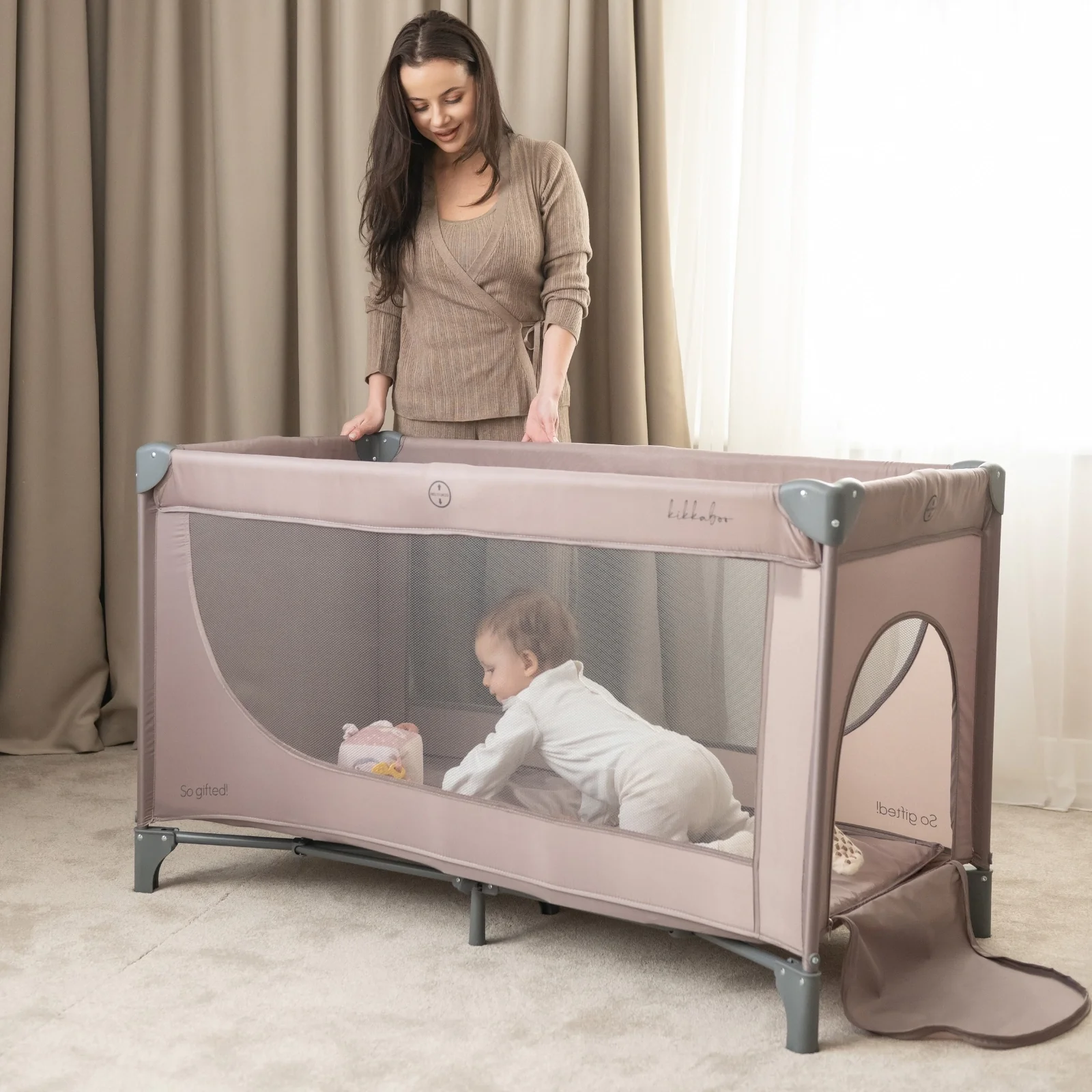 Kikkaboo Berço de bebé cama de Viagem So Giffted Grey - Image 10