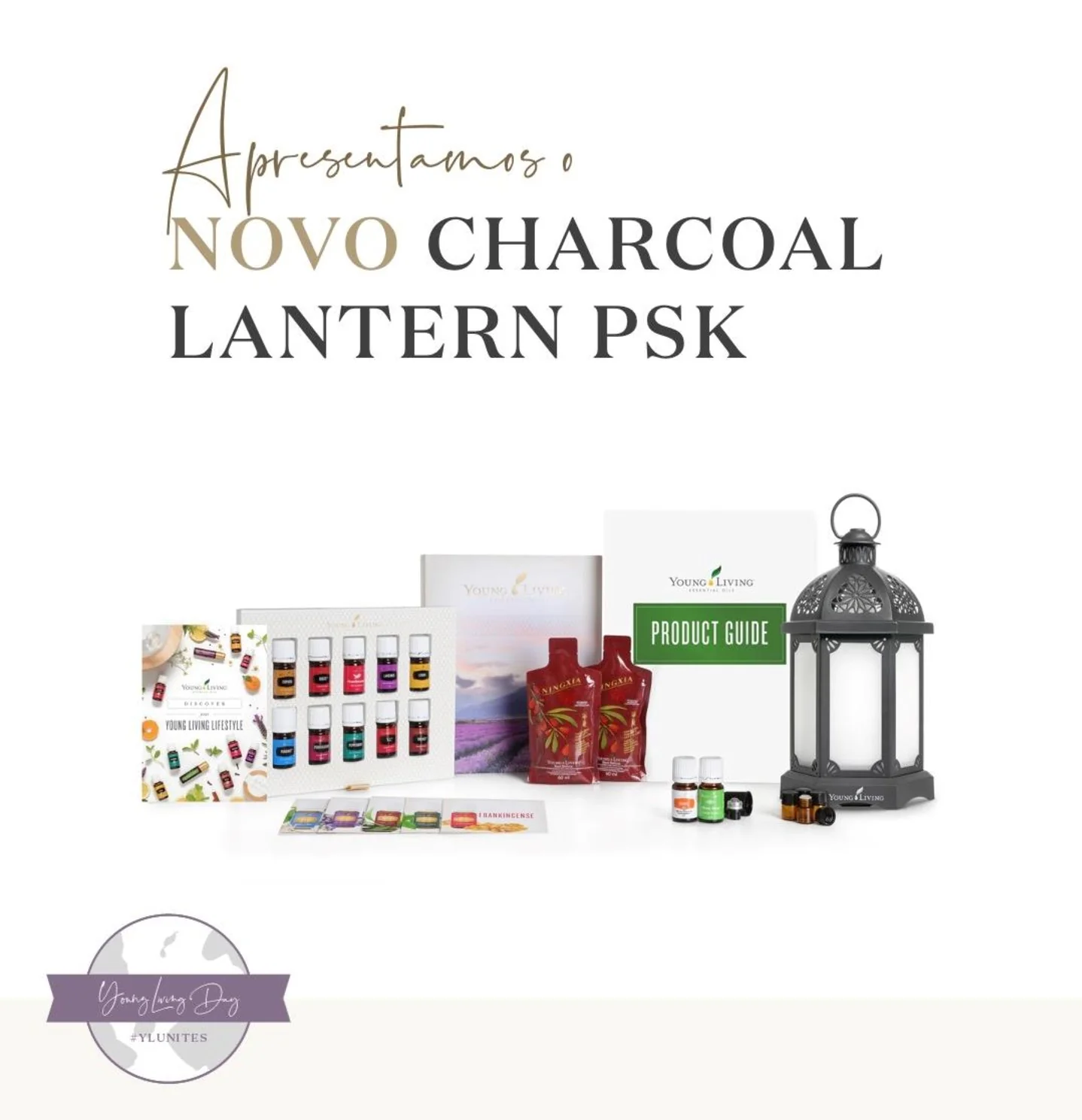 Young Living - Kit Inicial  Lantern Charcoal + 12 óleos essenciais