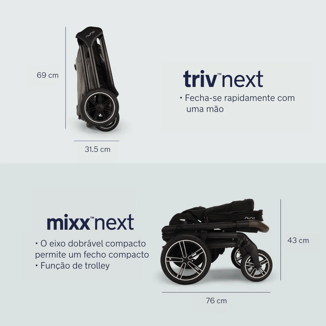 Nuna DUO / TRIO carrinho de passeio compacto Reversível TRIV NEXT Caviar - Image 14