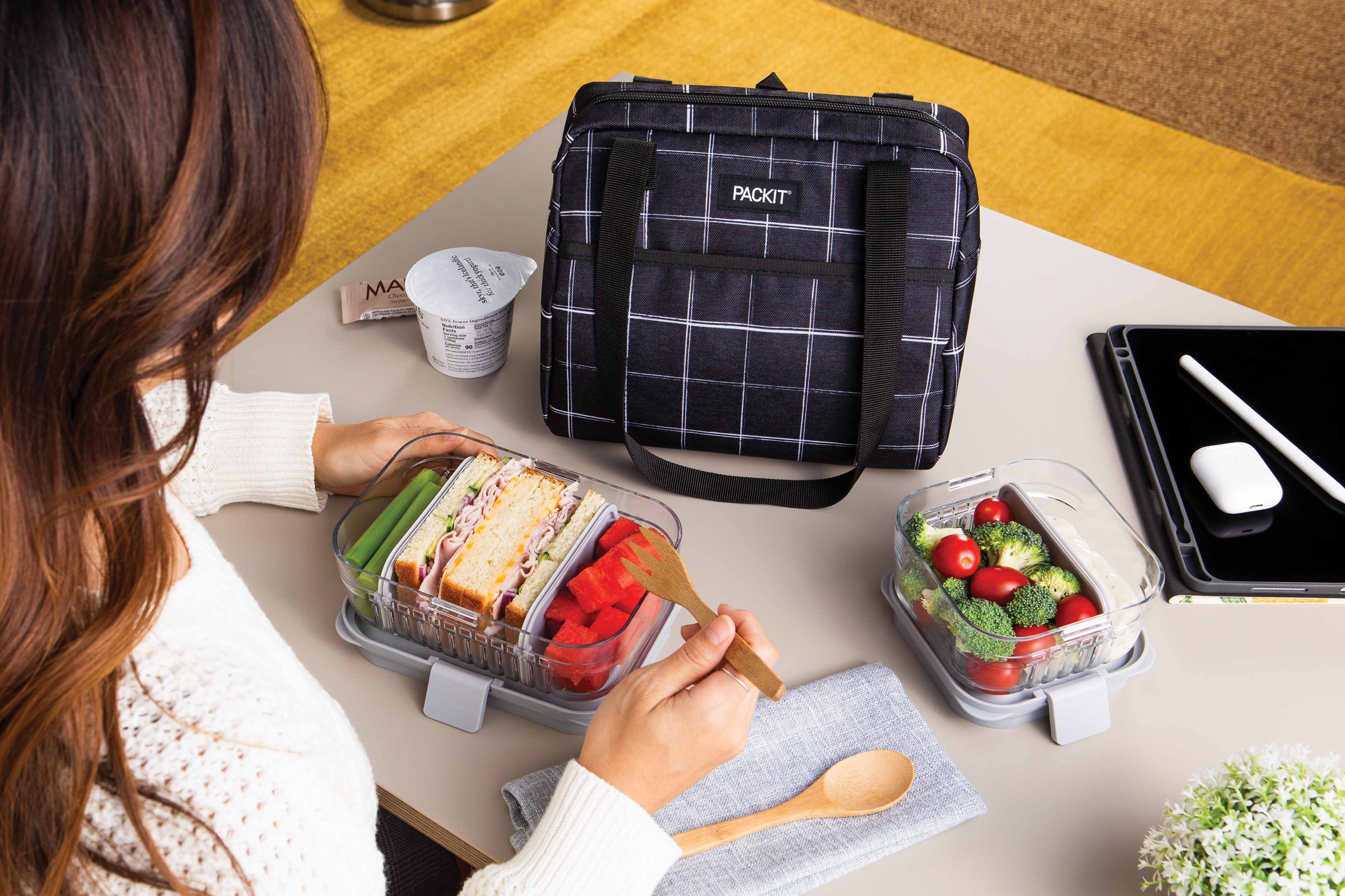 Packit Bolsa lancheira térmica - Hampton Lunch Bag Black Grid - Image 7