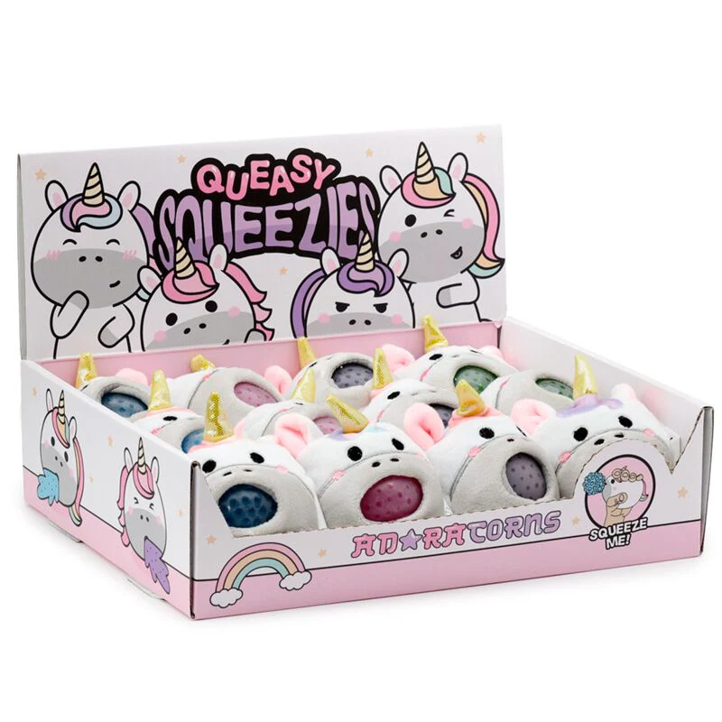 Puckator - Adoramals - Brinquedo de apertar Pelúcia Queasy Squeezies - Unicórnio