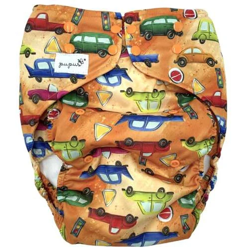 Pupus Fraldas Junior ajustáveis reutilizáveis para crianças 20-45 kg [Cor: CARS] *por encomenda