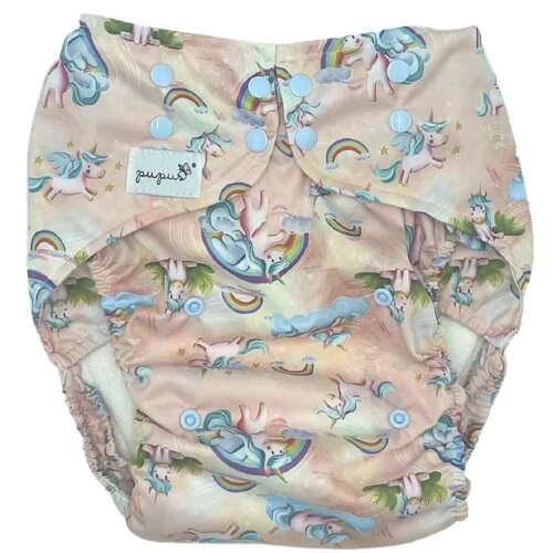 Pupus Fraldas Junior ajustáveis reutilizáveis para crianças 20-45 kg [Cor: UNICORNS] *por encomenda