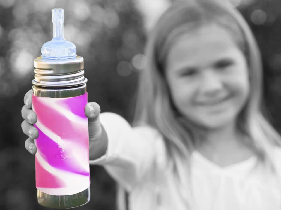 Pura Garrafa De Aço Inoxidável / biberão evolutivo 325ml - bico aprendizagem - Image 2