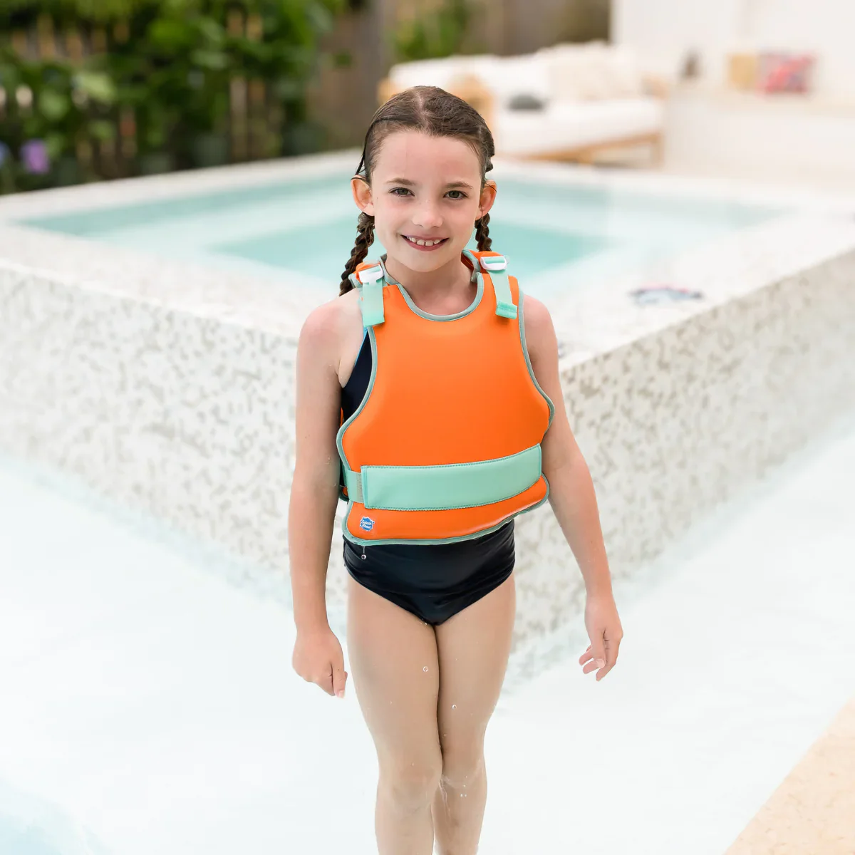 Splash About - colete natação Go Splash Adjustable Swim Vest Laranja e Verde 4-8 Anos - Image 4