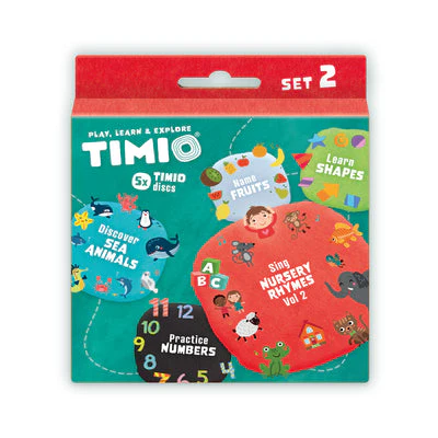 Timio Conjunto 2 de 5 discos Números, Formas, Frutos, Animais marinhos, Canções
