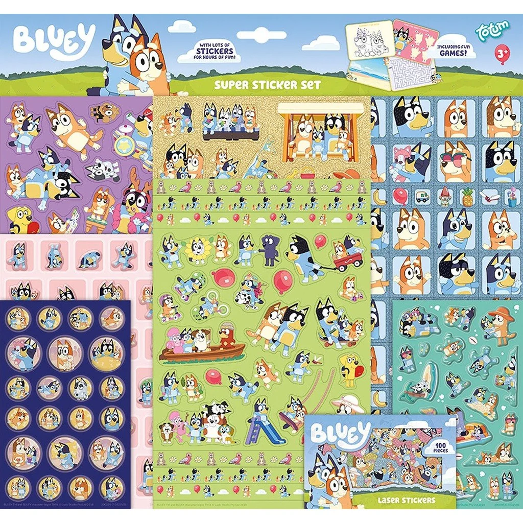 Totum - Super Set de Autocolantes e jogos Bluey