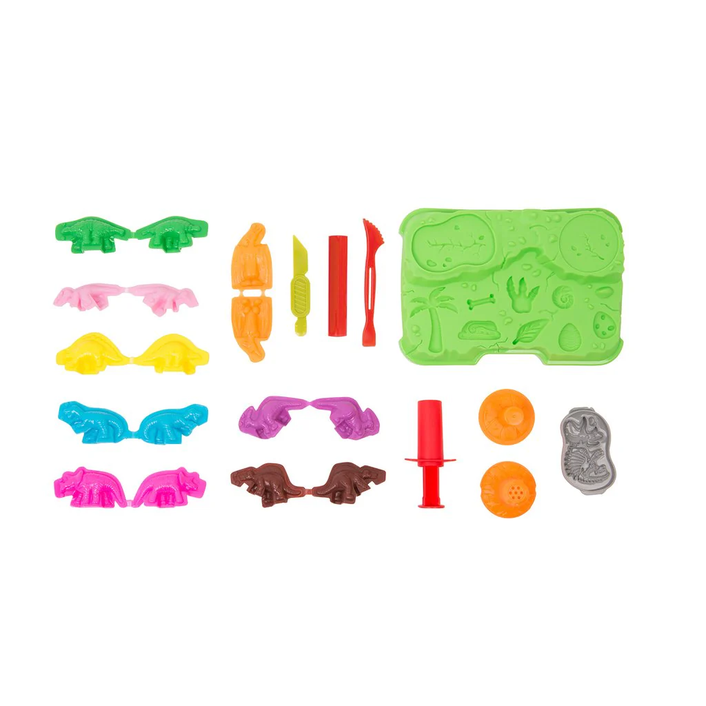 Tutti Frutti Plasticina - Ilha dos Dinossauros Jurassic Era (4 potes + acessórios + vulcão). - Image 3