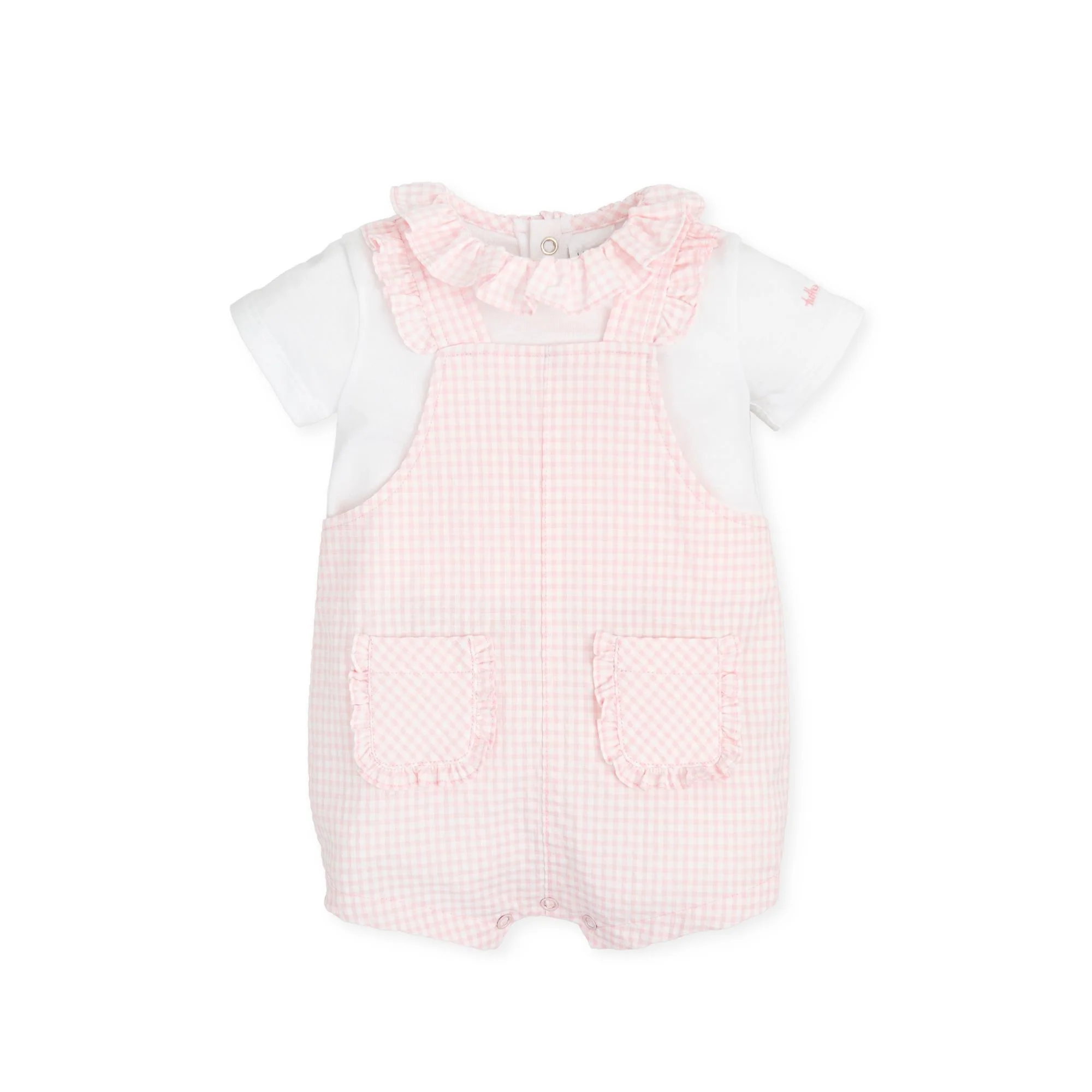 Tutto Piccolo Macacão com camisola Xadrez rosa